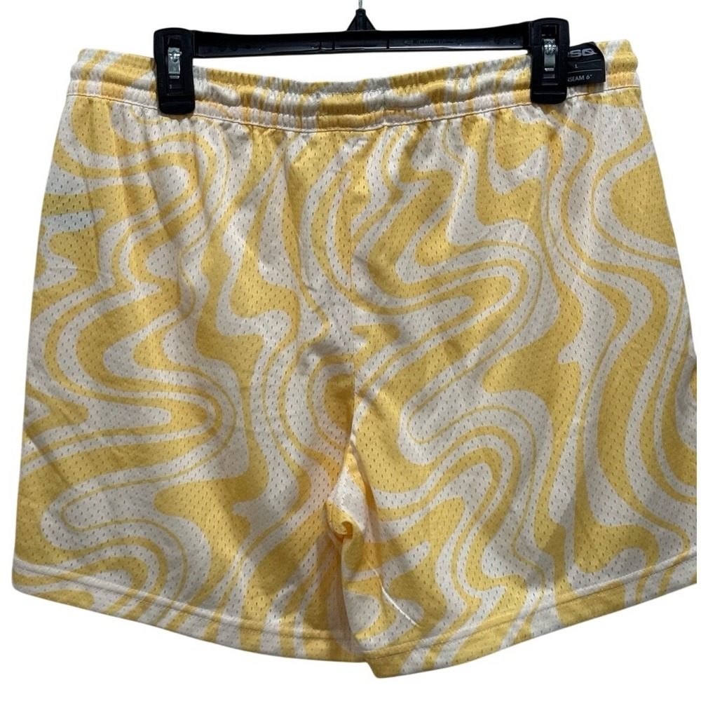 RSQ Yellow White Abstract Mesh Shorts 6" Inseam Size Large - Picture 2 of 7